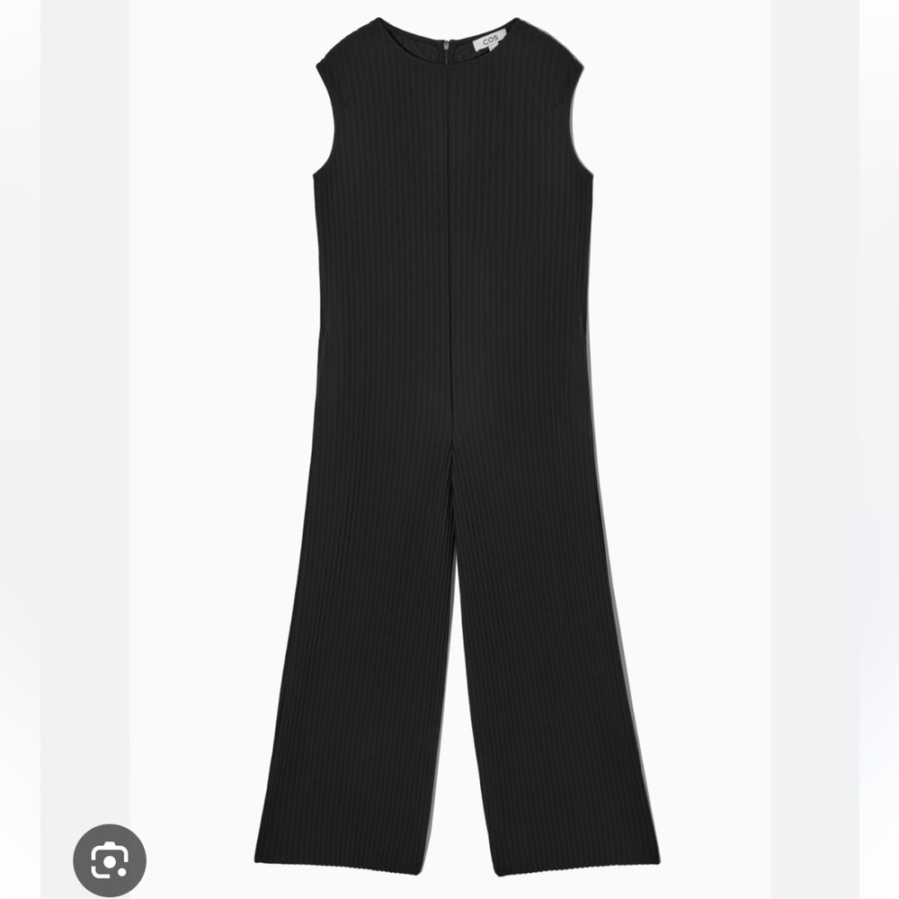 COS black pleated wide leg jumpsuit, size XS - Picture 3 of 12